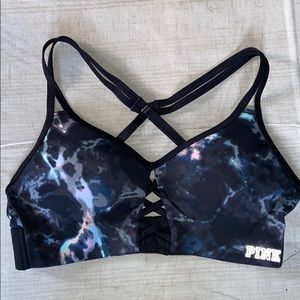 Pink marbled sports bra
